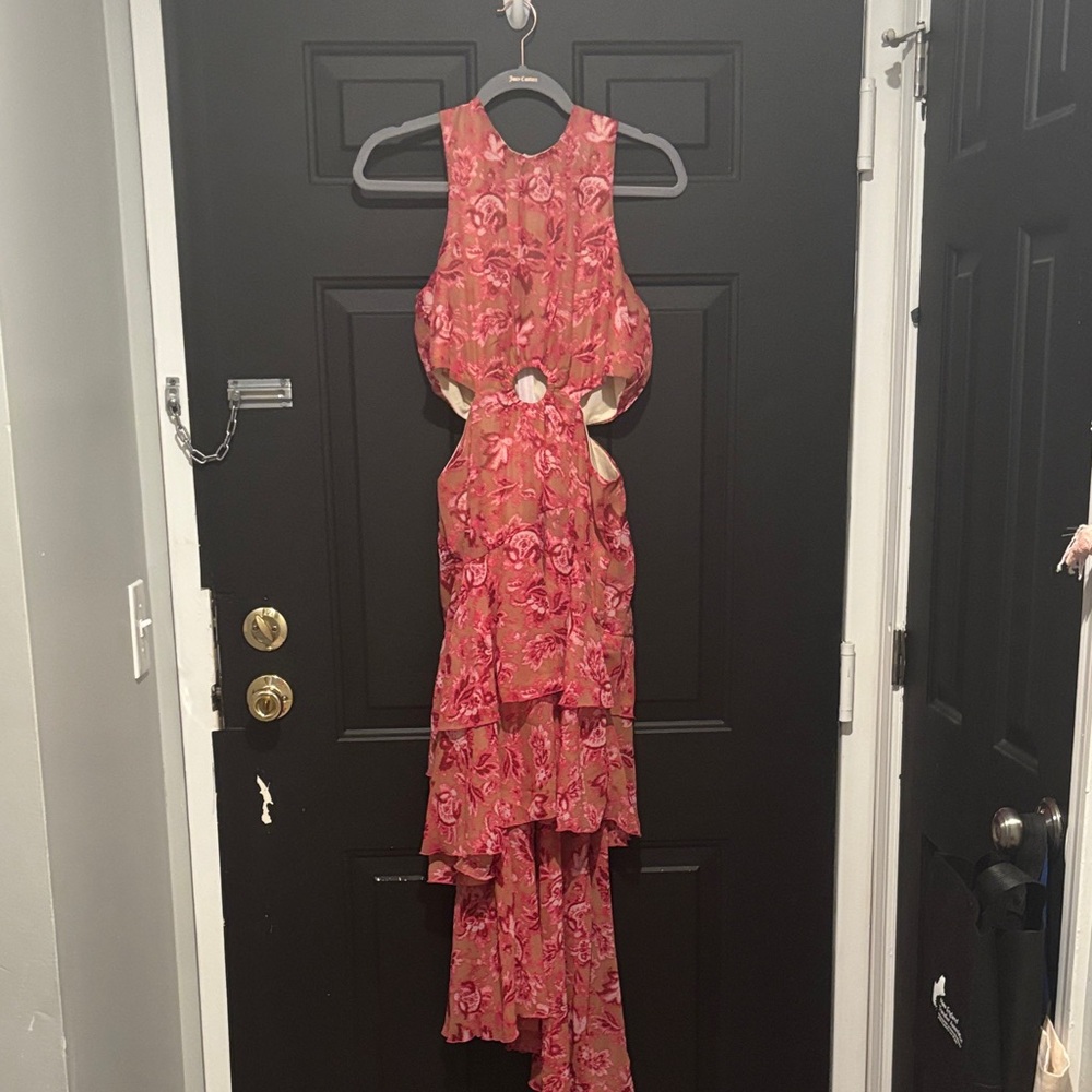 SHEIN Pink Floral Layered Midi Dress